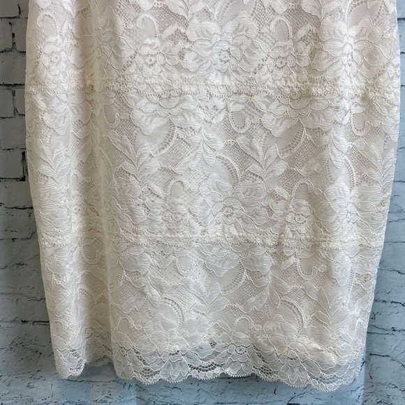 GUESS NWT Silvana Lace Sheer Detail Cutout Mini Bodycon Dress M Bridal Romantic - Picture 9 of 16